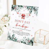 Kerstrood Santa Baby Dont Say Baby Baby shower Reclamebord Met Voetstuk