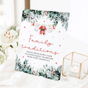 Kerstrood Santa Baby Familie Tradities Spel Reclamebord Met Voetstuk