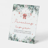 Kerstrood Santa Baby Ouderschap Tip Jar Game Reclamebord Met Voetstuk (Voorkant)