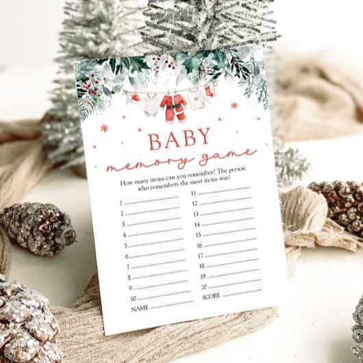 Kerstrood Santa Baby shower Baby Memory Game Kaart