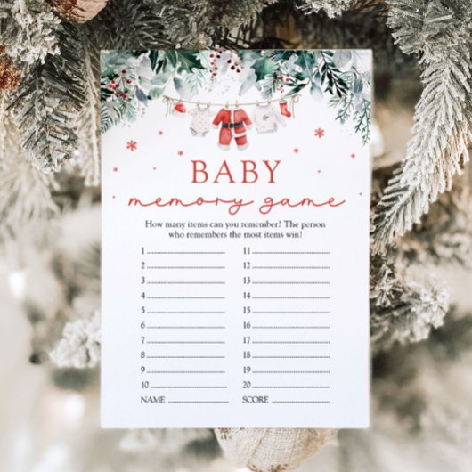 Kerstrood Santa Baby shower Baby Memory Game Kaart