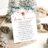 Kerstrood Santa Baby shower Baby Trivia Game Kaart