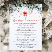 Kerstrood Santa Baby shower Baby Trivia Game Kaart