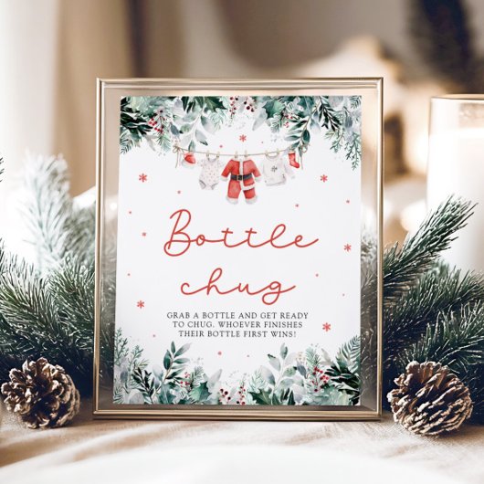 Kerstrood Santa Baby shower Bottle Chug Sign Poster