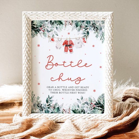 Kerstrood Santa Baby shower Bottle Chug Sign Poster