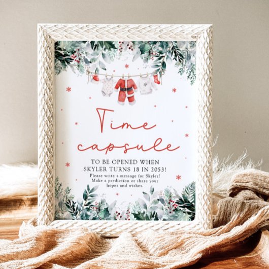 Kerstrood Santa Baby shower Time Capsule Sign Poster