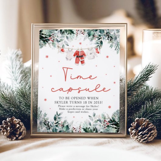 Kerstrood Santa Baby shower Time Capsule Sign Poster