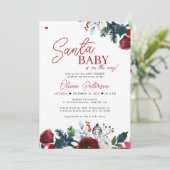 Kerstrood Santa Baby shower uitnodiging (Staand voorkant)
