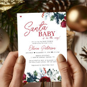 Kerstrood Santa Baby shower uitnodiging