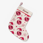 Kerstrood Santa Disco Balls Aangepaste naam Kleine Kerstsok (Voorkant (Hangend))