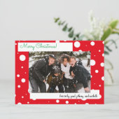 Kerstrood sneeuwfeest 5-fotokaart (Staand voorkant)