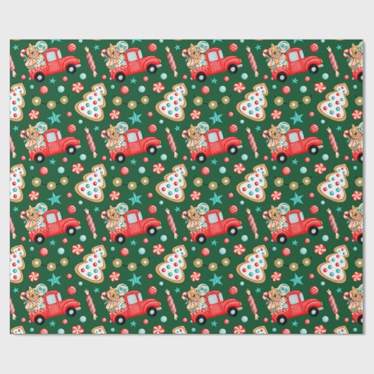 Kerstrood Snoep Cadeaupapier (Vlak)