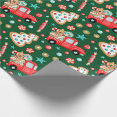 Kerstrood  Snoep Cadeaupapier (Hoek)