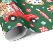Kerstrood  Snoep Cadeaupapier (Rol Hoek)