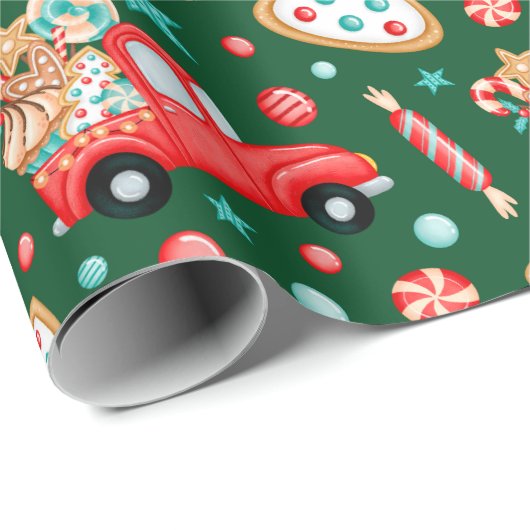 Kerstrood  Snoep Cadeaupapier (Rol Hoek)