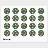 Kerstrood Snoep Ronde Sticker (Vel)
