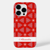 Kerstrood Snowflake Pattern gepersonaliseerd Case-Mate iPhone Case (Achterkant)