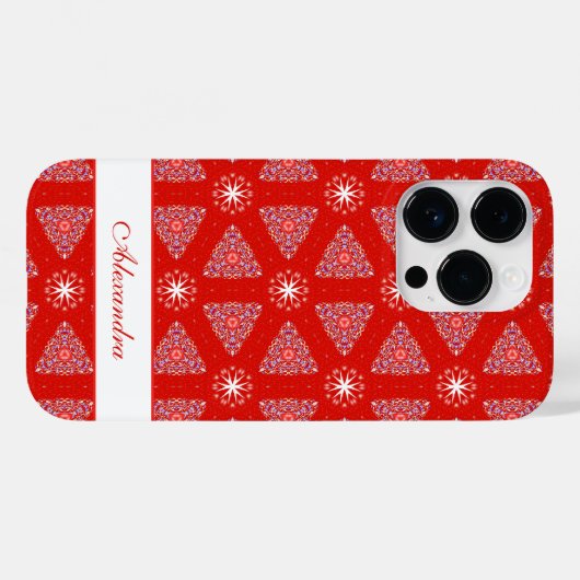 Kerstrood Snowflake Pattern gepersonaliseerd Case-Mate iPhone Case (Achterkant (horizontaal))