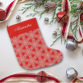 Kerstrood Snowflakes patroon, aangepast Grote Kerstsok