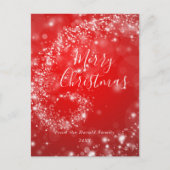 Kerstrood sprankelend minimalistisch stijlvol scri feestdagenkaart (Voorkant)