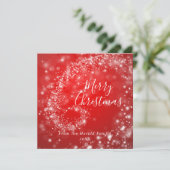 Kerstrood sprankelend minimalistisch stijlvol scri feestdagenkaart (Staand voorkant)