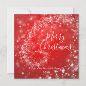 Kerstrood sprankelend minimalistisch stijlvol scri feestdagenkaart (Voorkant)