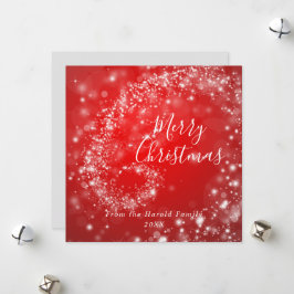 Kerstrood sprankelend minimalistisch stijlvol scri feestdagenkaart