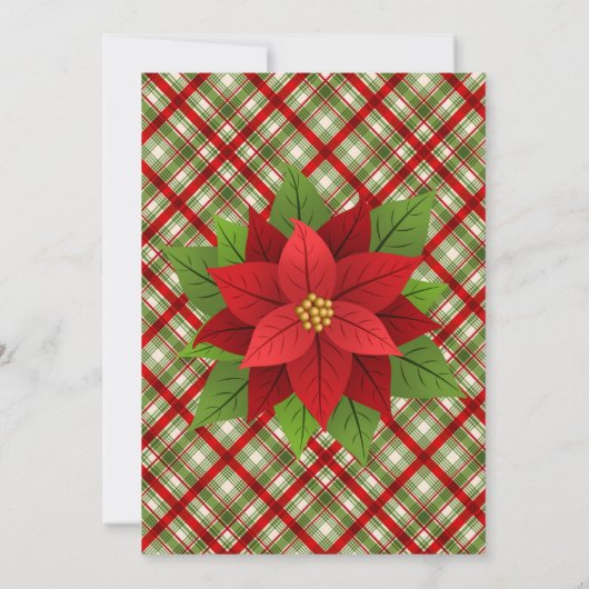 Kerstrood Truck Poinsettia Bruiloft Borrel Kaart (Achterkant)