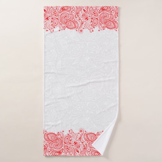 Kerstrood Vintage Paisley Streep Bad Handdoek (Badhanddoek)