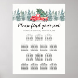 Kerstrood Vrachtwagen 14-tabel Poster