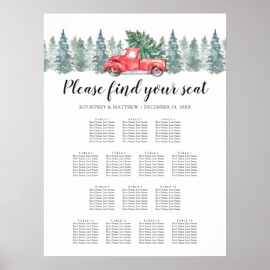 Kerstrood Vrachtwagen 14-tabel Poster (Voorkant)