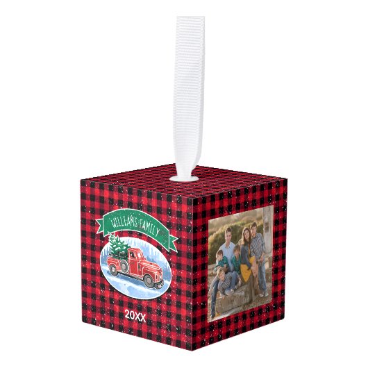  kerstrood vrachtwagen Aangepaste foto Decoratie (Voorkant hoekig)