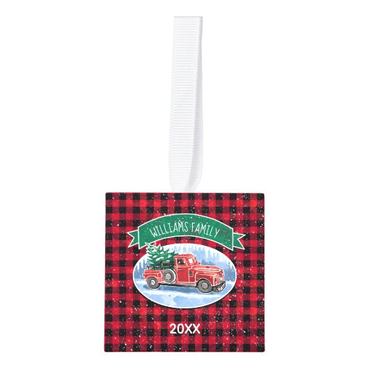  kerstrood vrachtwagen Aangepaste foto Decoratie (Voorkant)