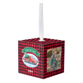  kerstrood vrachtwagen Aangepaste foto Decoratie (Achter hoekig)