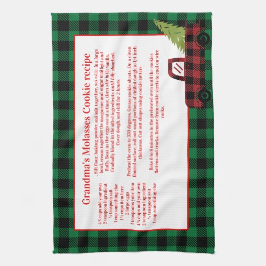 kerstrood vrachtwagen groene buffel theedoek (Verticaal)