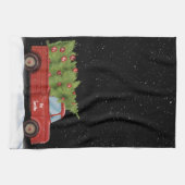 Kerstrood vrachtwagen met naam theedoek (Horizontaal)