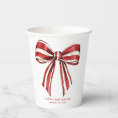 Kerstrood | White Bow Baby shower Papieren beker (Voorkant)