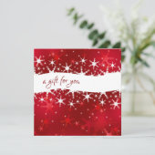 kerstrood wintersneeuwvlokken — cadeaubon (Staand voorkant)