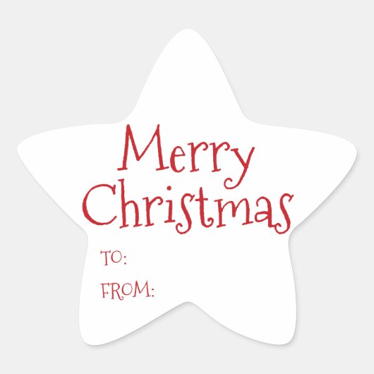 Kerstrood wit blanco tot schattig ster sticker (Voorkant)