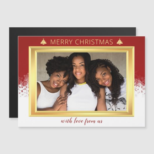 Kerstrood-wit en gouden groepsfoto-feestdag (Voorkant / Achterkant)