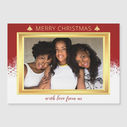 Kerstrood-wit en gouden groepsfoto-feestdag (Voorkant)