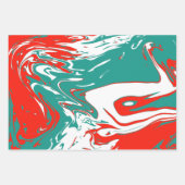 kerstrood wit en groen marmer design inpakpapier vel (Voorkant 3)