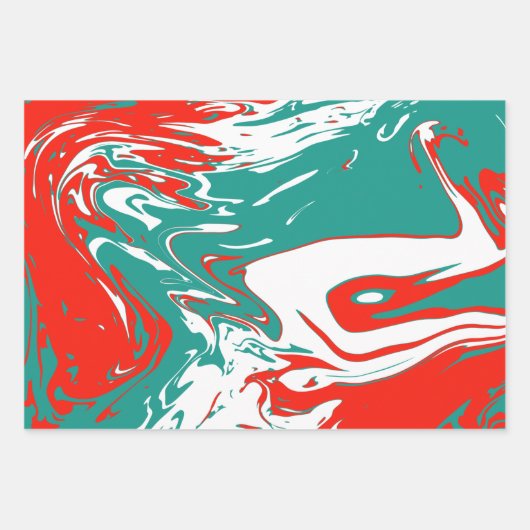 kerstrood wit en groen marmer design inpakpapier vel (Voorkant 2)