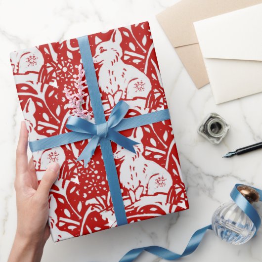 Kerstrood wit Fox Snowflake Winter Woodland Cadeaupapier (Geschenken)