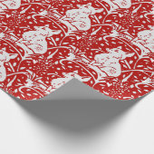 Kerstrood wit Fox Snowflake Winter Woodland Cadeaupapier (Hoek)