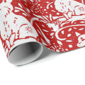 Kerstrood wit Fox Snowflake Winter Woodland Cadeaupapier (Rol Hoek)