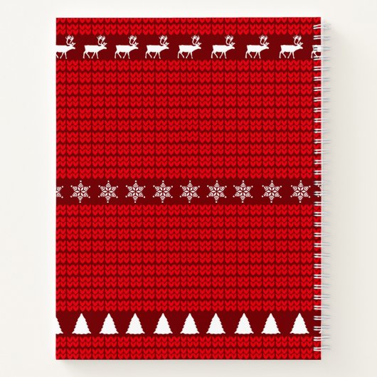 Kerstrood Wit Gebreide Trui Custom Recept Notitieboek (Achterkant)