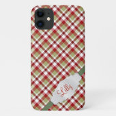 Kerstrood wit groen geplakt met monogram Case-Mate iPhone case (Achterkant)