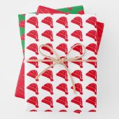 Kerstrood wit, groen kerstkerstfeest, schattig inpakpapier vel (In situ)