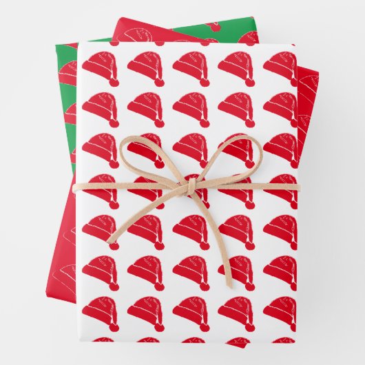 Kerstrood wit, groen kerstkerstfeest, schattig inpakpapier vel (In situ)